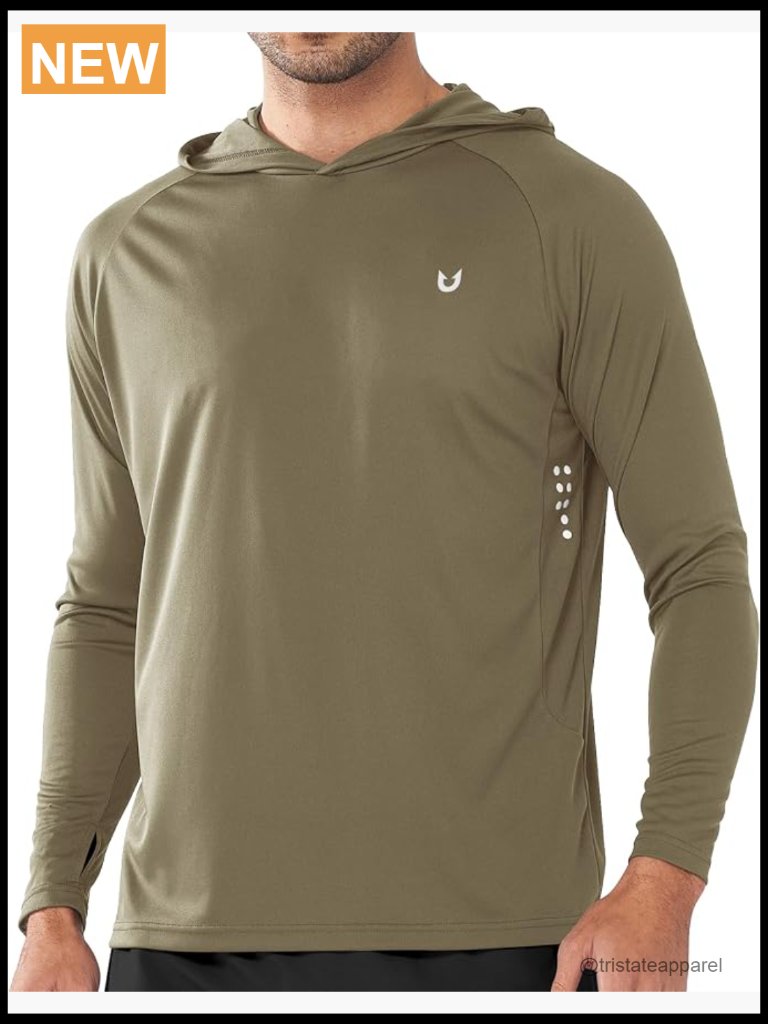 Men's Upf 50+ Rash Guard Hoodie Long Sleeve Sun Protection Shirt Quick Dry